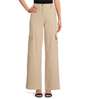 Trina Turk Hiden Cotton Twill Cargo Pocket Wide Leg Pants