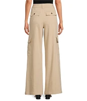 Trina Turk Hiden Cotton Twill Cargo Pocket Wide Leg Pants