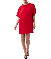 Trina Turk Honeysuckle Double Georgette Folded Boat Neck Short Sleeve Mini Dress