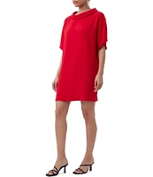 Trina Turk Honeysuckle Double Georgette Folded Boat Neck Short Sleeve Mini Dress