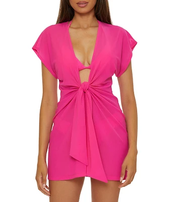 Trina Turk Indigo Solid Tie Front Dress Swim Cover-Up