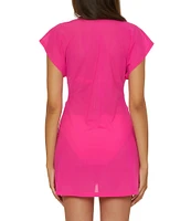 Trina Turk Indigo Solid Tie Front Dress Swim Cover-Up