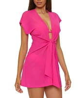 Trina Turk Indigo Solid Tie Front Dress Swim Cover-Up