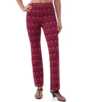 Trina Turk Jacoba Knit Jacquard Torch Abstract Print Slim Pull-On Coordinating Pants