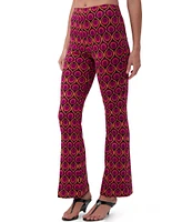 Trina Turk Jacoba Knit Jacquard Torch Abstract Print Slim Pull-On Coordinating Pants