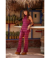 Trina Turk Jacoba Knit Jacquard Torch Abstract Print Slim Pull-On Coordinating Pants