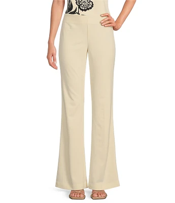 Trina Turk Jacoba Solid Crepe Knit Kick Flare Sim Fit Pants