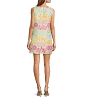 Trina Turk Jalane Umbrella Jacquard Boat Neck Sleeveless Dress