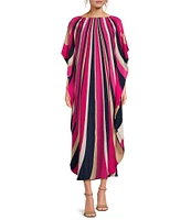 Trina Turk Jalani Printed Silk Boat Neck Dolman Sleeve Caftan Maxi Dress