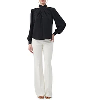 Trina Turk Kanai Cross Halter Neck Cutout Long Sleeve Blouse