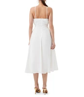 Trina Turk Kata Stretch Poplin Halter Neck Sleeveless Ruched A-Line Dress