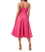 Trina Turk Kata Stretch Poplin Halter Neck Sleeveless Ruched A-Line Dress