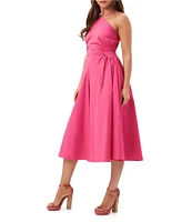 Trina Turk Kata Stretch Poplin Halter Neck Sleeveless Ruched A-Line Dress