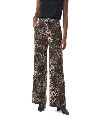 Trina Turk Kendi Jacquard Leopard Print Wide-Leg Pant