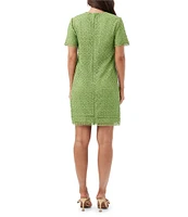 Trina Turk Kimasu Geometric Lace Round Neck Short Sleeve Dress
