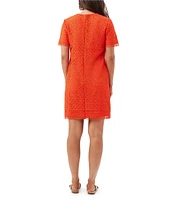 Trina Turk Kimasu Geometric Lace Round Neck Short Sleeve Dress