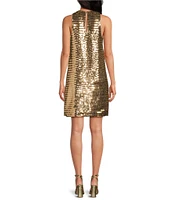 Trina Turk Koa Sequin Round Neck Sleeveless Shift Dress