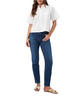Trina Turk Komore Stretch Poplin Point Collar Short Sleeve Boxy Top