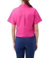 Trina Turk Komore Stretch Poplin Point Collar Short Sleeve Boxy Top