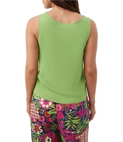 Trina Turk Kuri Knit Georgette Boat Neck Sleeveless Tie Front Tank