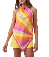Trina Turk Lavani Printed Modal Halter Neck Sleeve Scarf Top