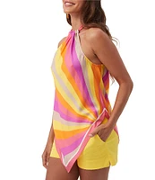 Trina Turk Lavani Printed Modal Halter Neck Sleeve Scarf Top