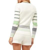 Trina Turk Leylah Knit Stripe Print V-Neck Long Sleeve Cardigain