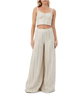 Trina Turk Linen Blend Sequin Sweetheart Neck Sleeveless Cropped Top