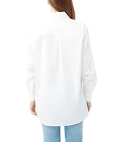 Trina Turk Litsa Cotton Sateen Point Collar Long Sleeve Button Front Top