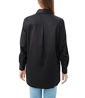 Trina Turk Litsa Cotton Sateen Point Collar Long Sleeve Button Front Top