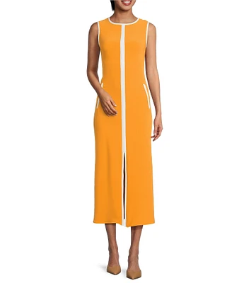 Trina Turk Magnifique Double Georgette Round Neck Sleeveless Midi Dress