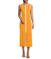 Trina Turk Magnifique Double Georgette Round Neck Sleeveless Midi Dress