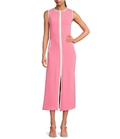 Trina Turk Magnifique Double Georgette Round Neck Sleeveless Midi Dress