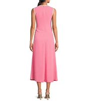 Trina Turk Magnifique Double Georgette Round Neck Sleeveless Midi Dress