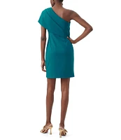 Trina Turk Makina Crepe Knit Asymmetric One Shoulder Sheath Dress