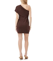 Trina Turk Makina Crepe Knit Asymmetric One Shoulder Sheath Dress