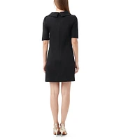 Trina Turk Maleko 2 Ponte Mock Neck Short Sleeve Pocketed Sheath Dress