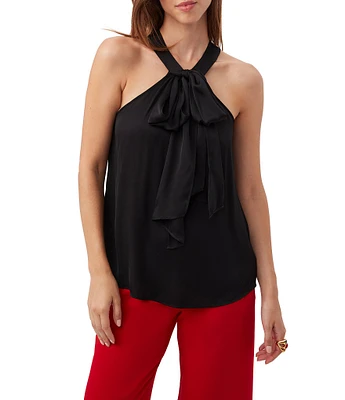 Trina Turk Mallie Silk Satin Halter Bow Front Sleeveless Top