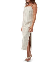 Trina Turk Marita Saint Maxime Linen Blend Sequin Stripe Square Neck Sleeveless Dress