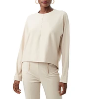 Trina Turk Marsa Ponte Knit Round Neck Long Sleeve Hi-Low Top