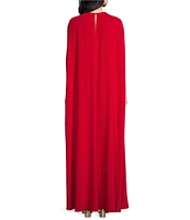 Trina Turk Masquerade Double Georgette Round Neck Cape Back Caftan Dress