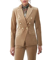 Trina Turk Midlands Velveteen Double Breasted Notch Lapel Long Sleeve Blazer