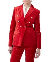 Trina Turk Midlands Velveteen Double Breasted Notch Lapel Long Sleeve Blazer