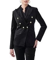 Trina Turk Midlands Velveteen Double Breasted Notch Lapel Long Sleeve Blazer