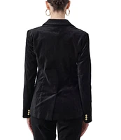 Trina Turk Midlands Velveteen Double Breasted Notch Lapel Long Sleeve Blazer