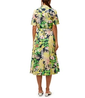Trina Turk Misola Painted Cotton Collar Neck Short Sleeve Shirt Dress