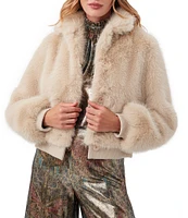 Trina Turk Morris Faux Fur Collar Neck Long Sleeve Snap Front Coat