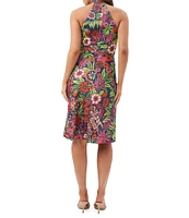 Trina Turk Muri Floral Print Criss Cross Halter Sleeveless Dress