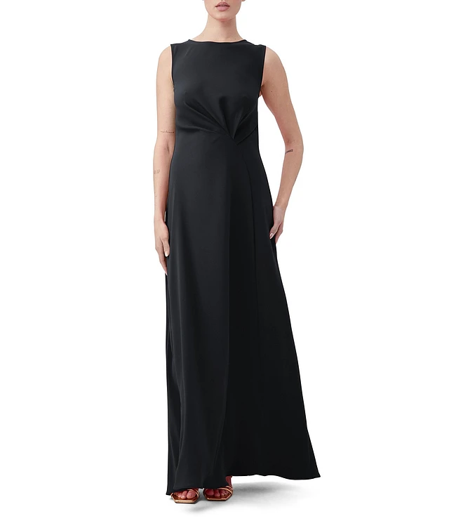 Trina Turk Mythical Georgette Boat Neck Sleeveless Ruched Front Maxi Dress | Liberty Center Trina Turk Mythical Georgette Boat Neck Sleeveless Ruched Front Maxi Dress | Liberty Center