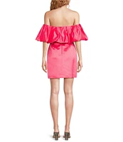 Trina Turk Nia Dutchess Satin Off-The-Shoulder Ruffle Sleeve Dress